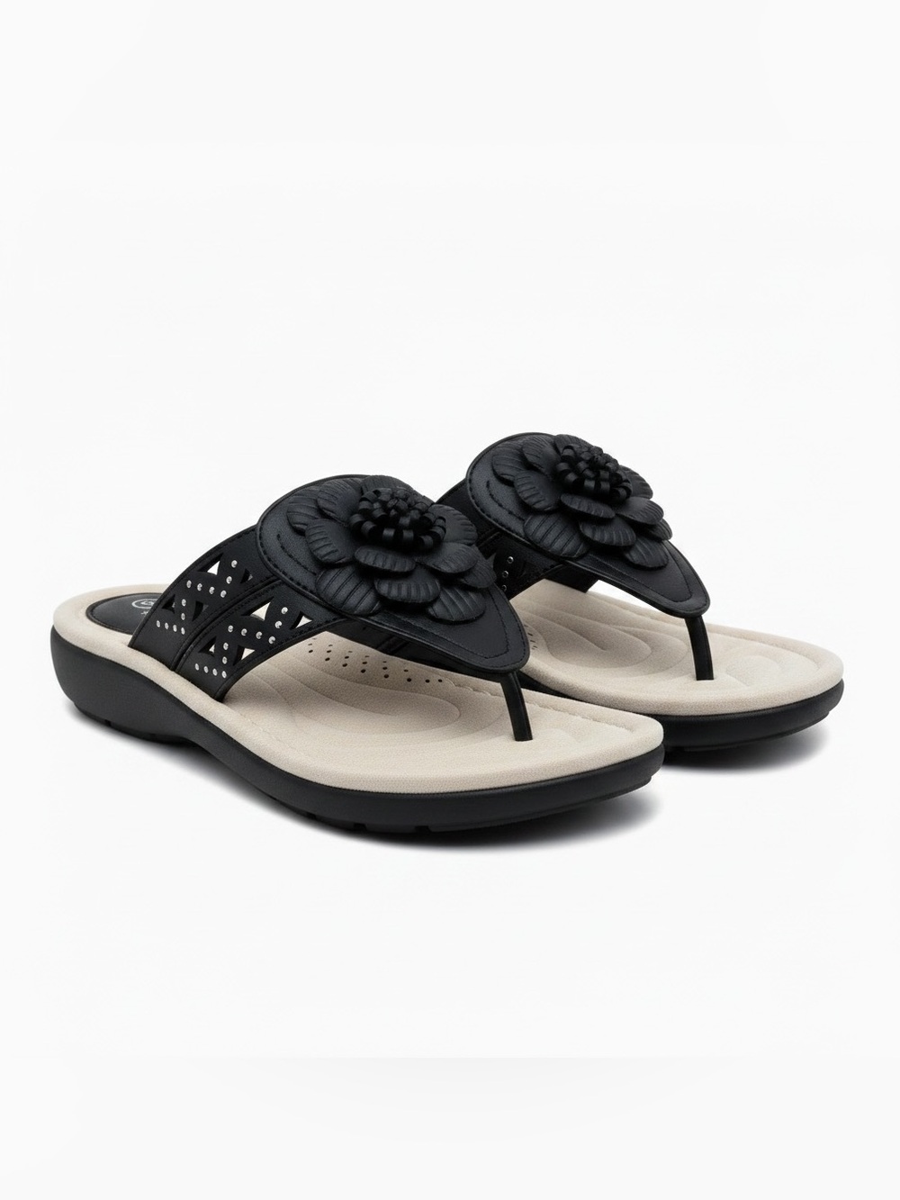 🖤🖤 Women's Cliffs by White Mountain Cynthia Wedge Flip-FlopsNavy/Smooth
